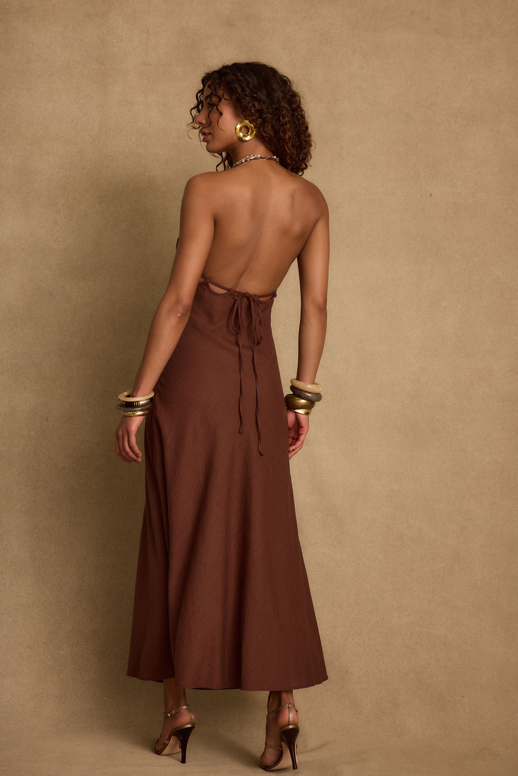 Laura Mocha Linen Maxi Dress | 12th Tribe Laura Mocha Linen Maxi Dress | 12th Tribe