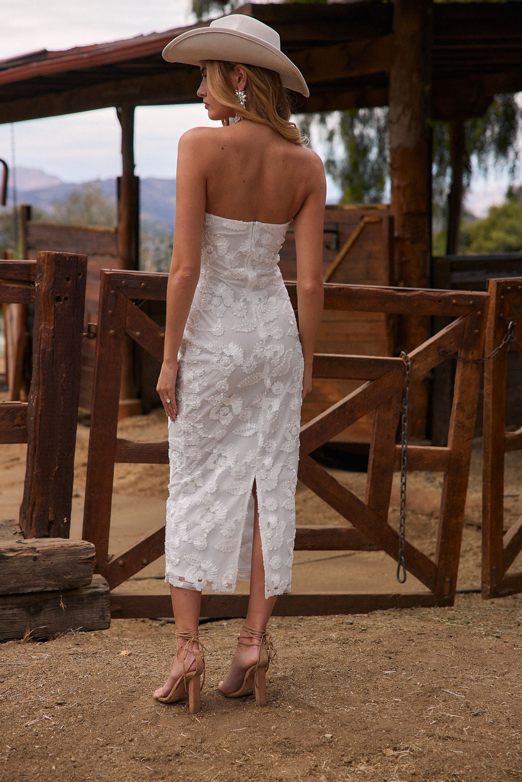 Leilani White Floral Textured Strapless Dress Leilani White Floral Textured Strapless Dress