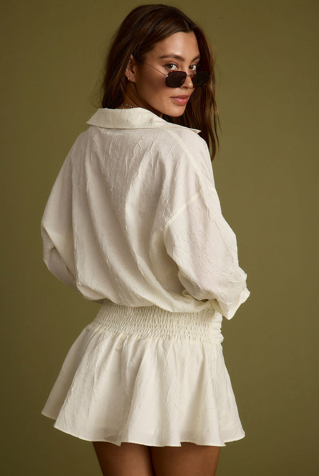 Marcella Champagne Plisse Pull On Pants