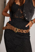Leopard print belt with refined detailing and a flattering silhouette.