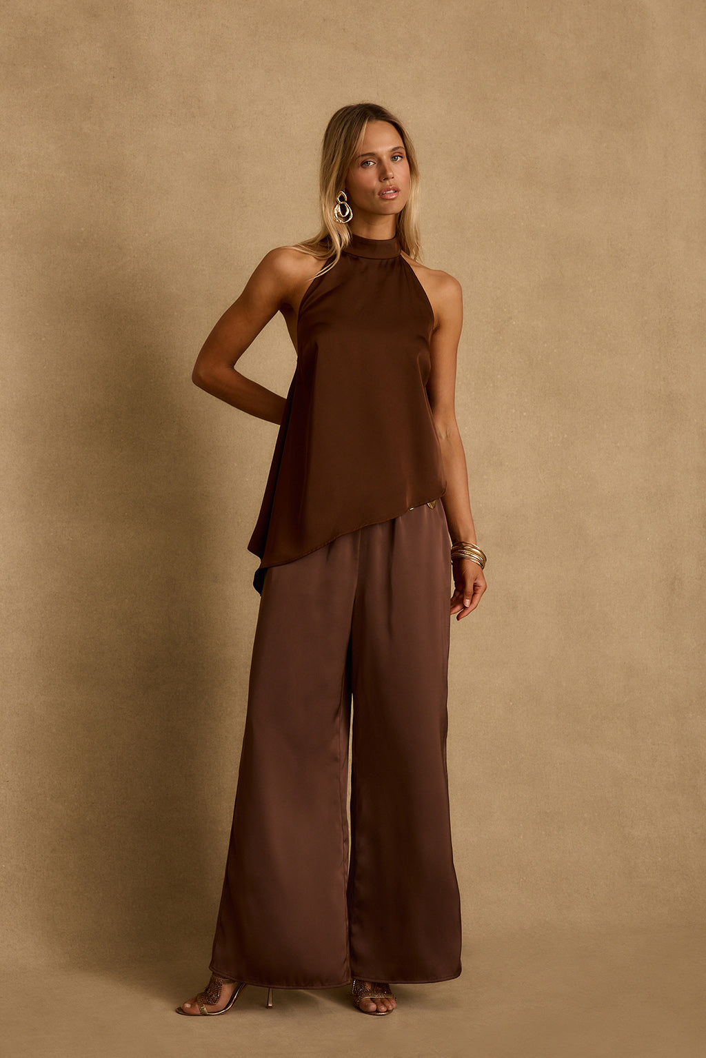 Linden Mocha Asymmetrical Halter Top – 12th Tribe