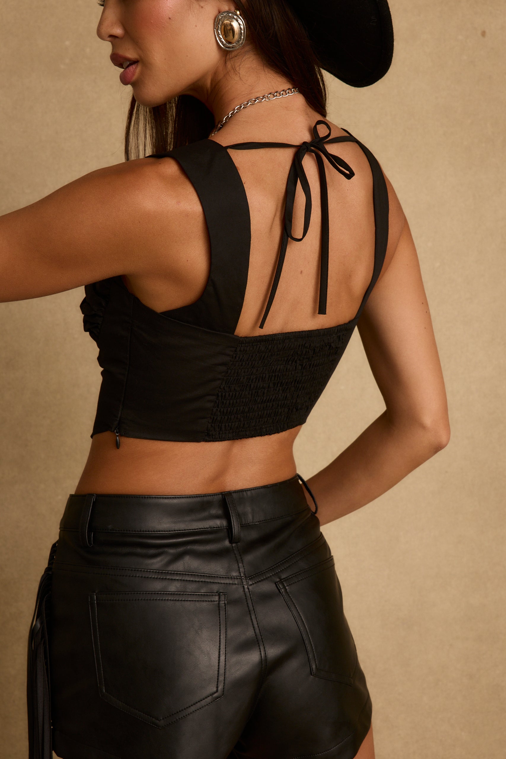 Women's Lorelei Black Corset Top | 12th Tribe