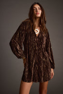 Loretta Espresso Velvet Mini Dress