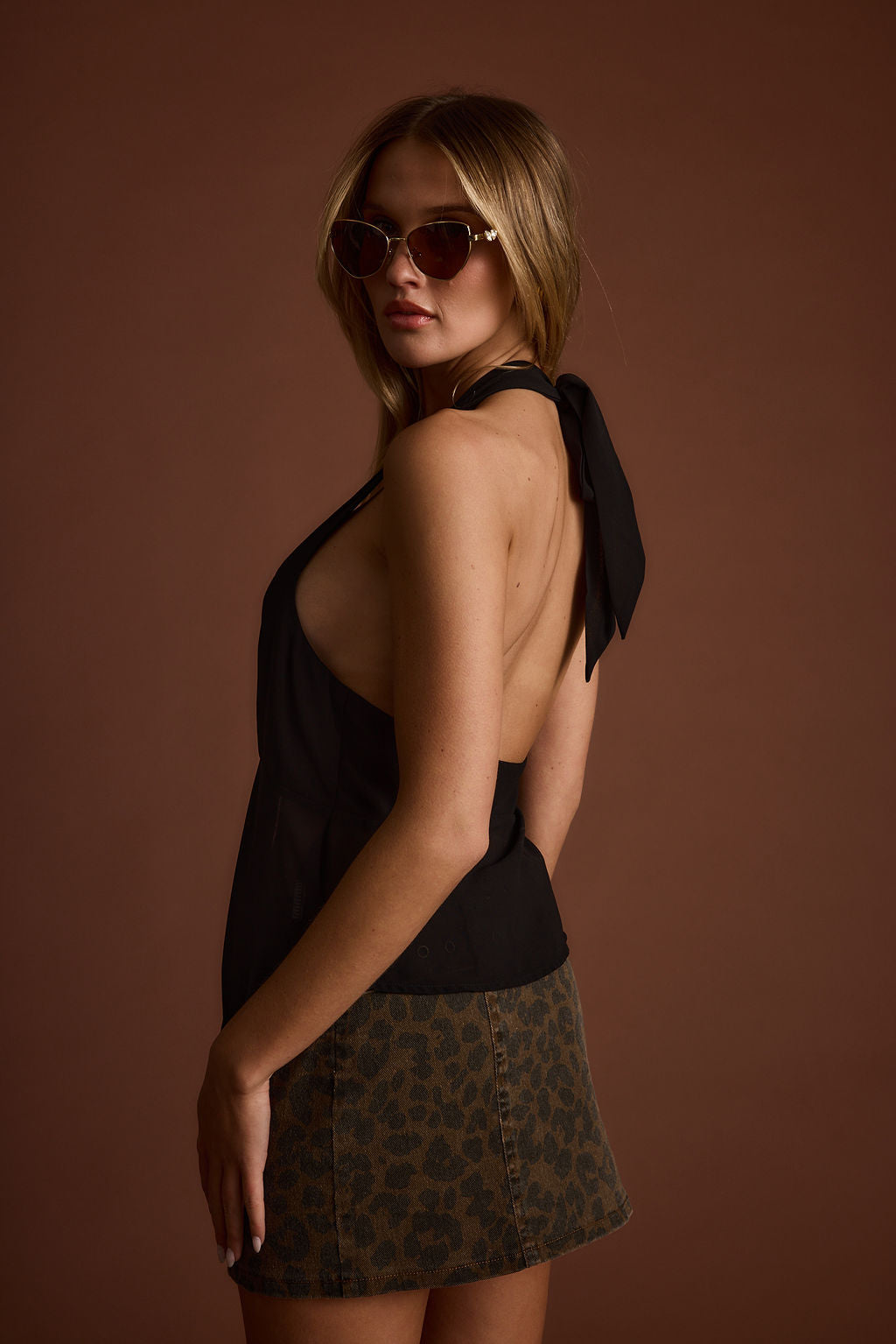 Close-up of the Lyric Black Chiffon Butterfly Top showcasing the chiffon texture and craftsmanship.