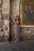 Mesh maxi skirt with accents and a flattering silhouette.