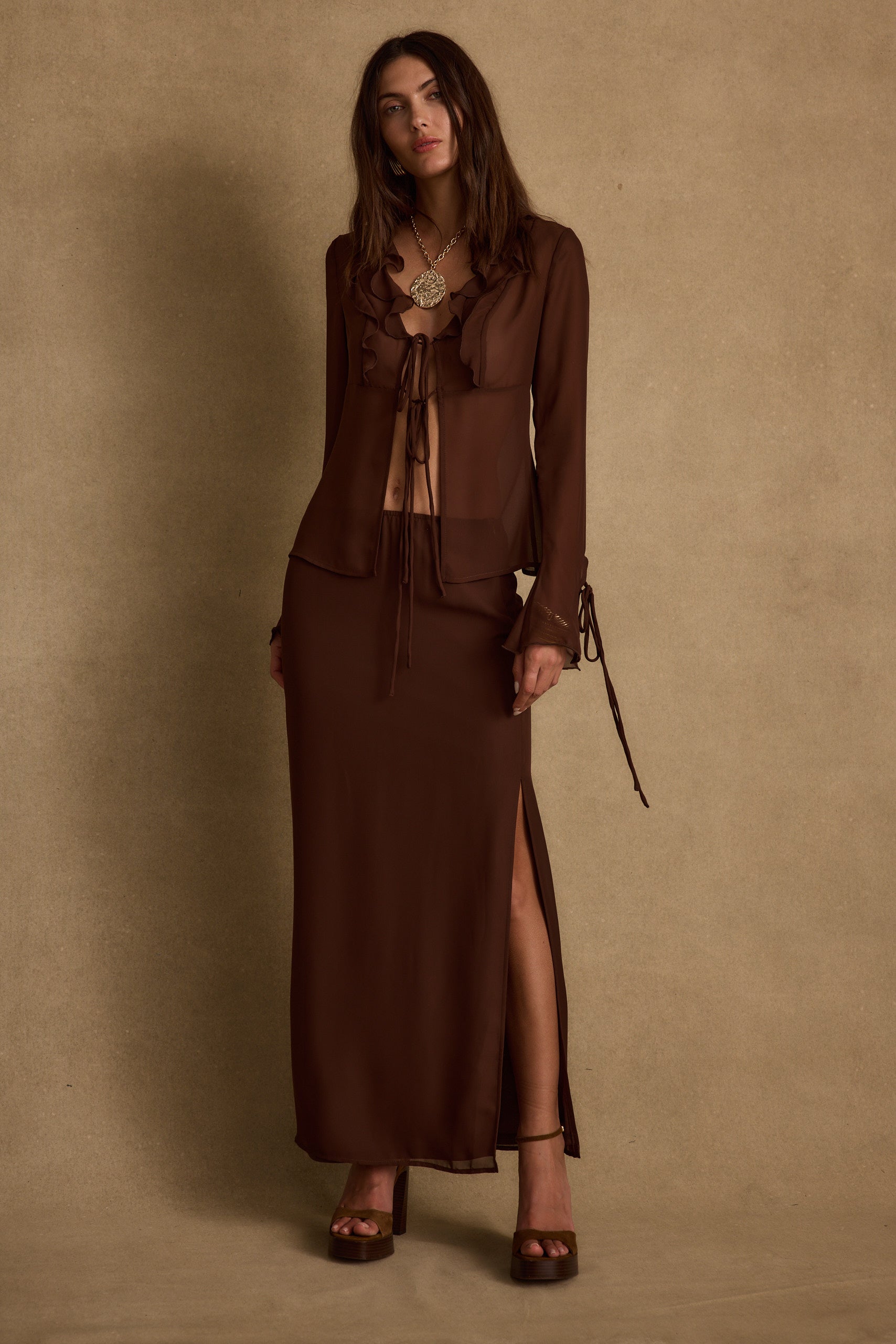 Layla Mocha Maxi Skirt