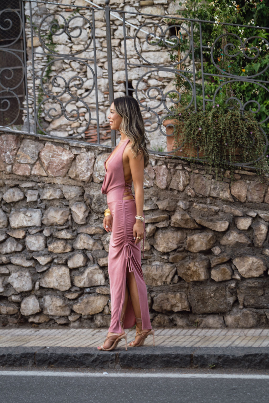 Women's Blush Cowl Neck Midi Dress | 12th Tribe