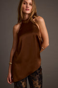 Linden Mocha Asymmetrical Halter Top