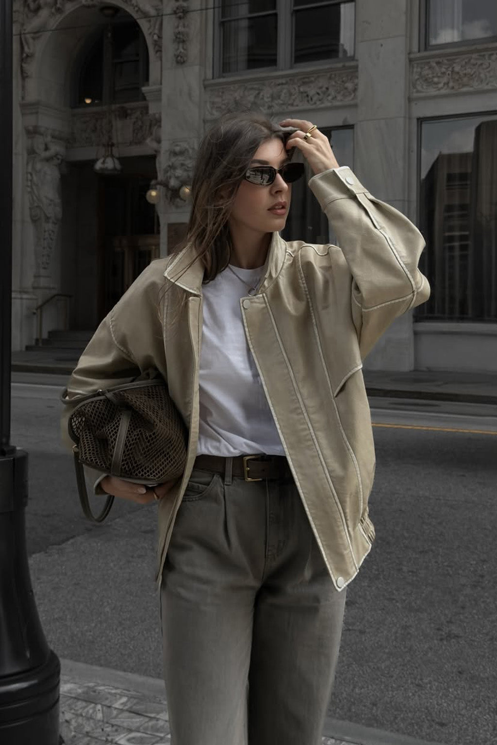 London Calling Light Taupe Oversized Faux Leather Jacket