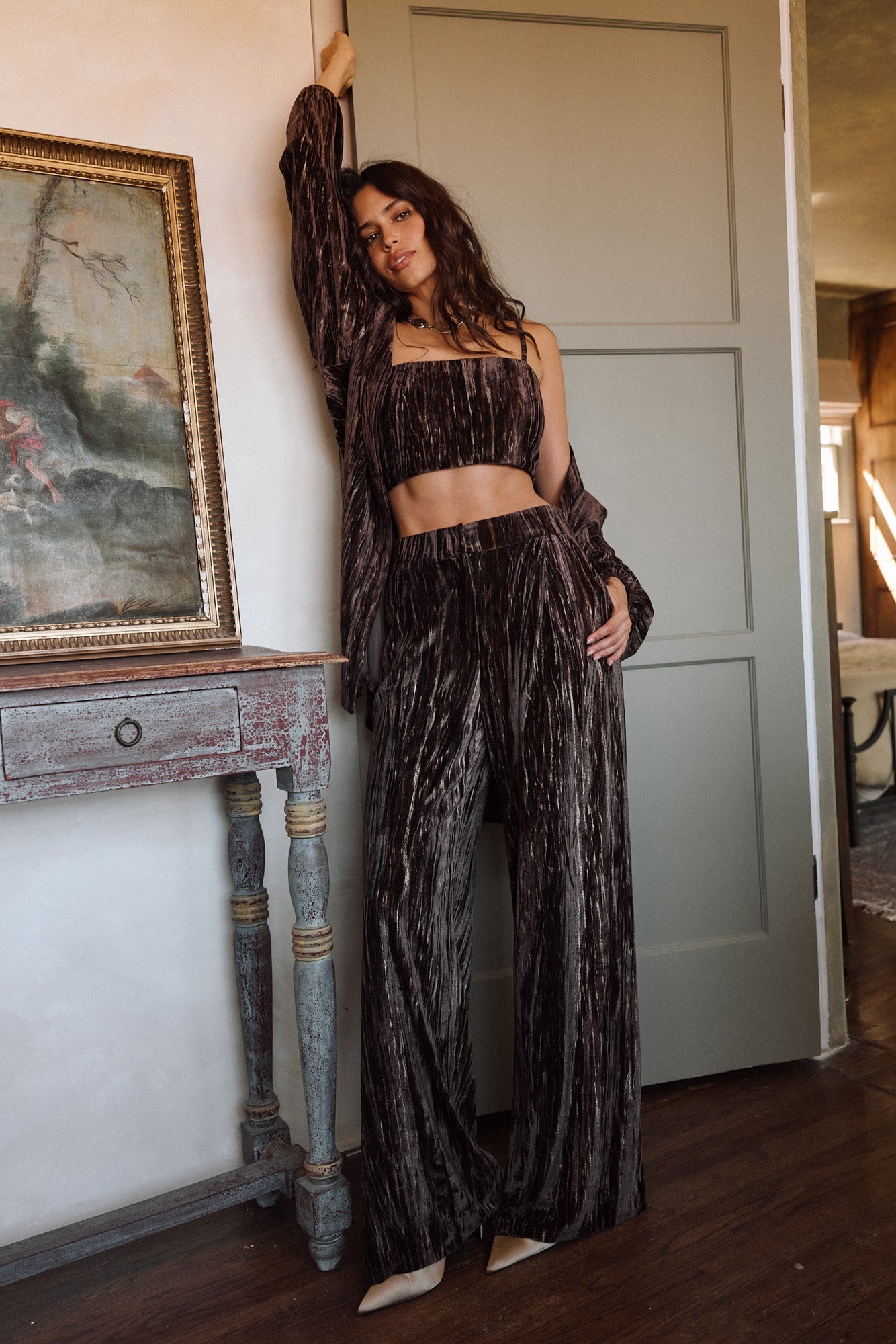 Rhea Espresso Velvet Trousers