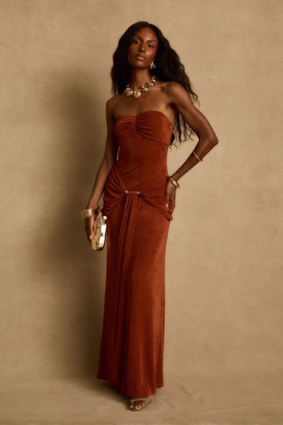 zephyr halter maxi dress rust Madonna - L Size - Women's Dresses RD21S409P