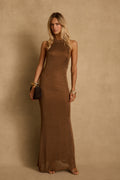 Marea Bronze Halter Maxi Dress