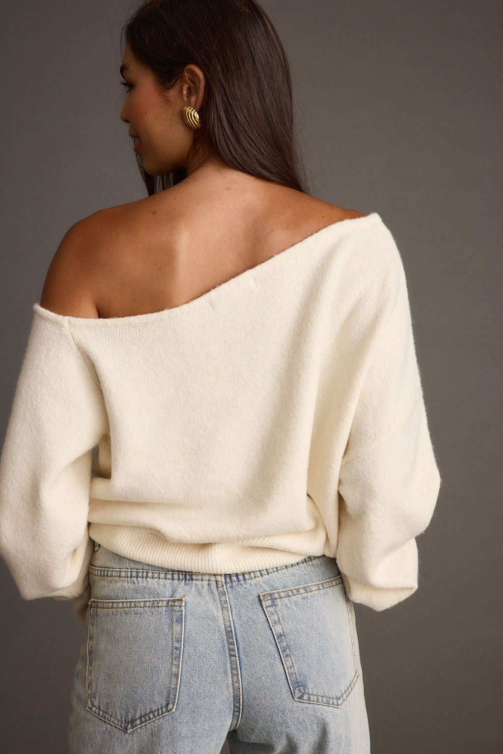 Margot Cream Asymmetrical Sweater