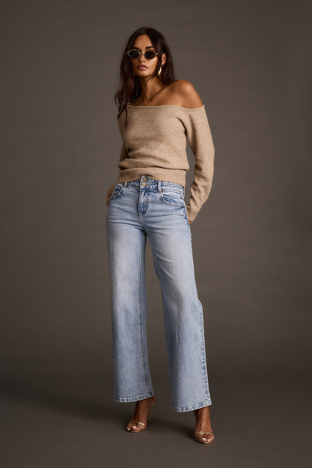 Margot Taupe Asymmetrical Sweater