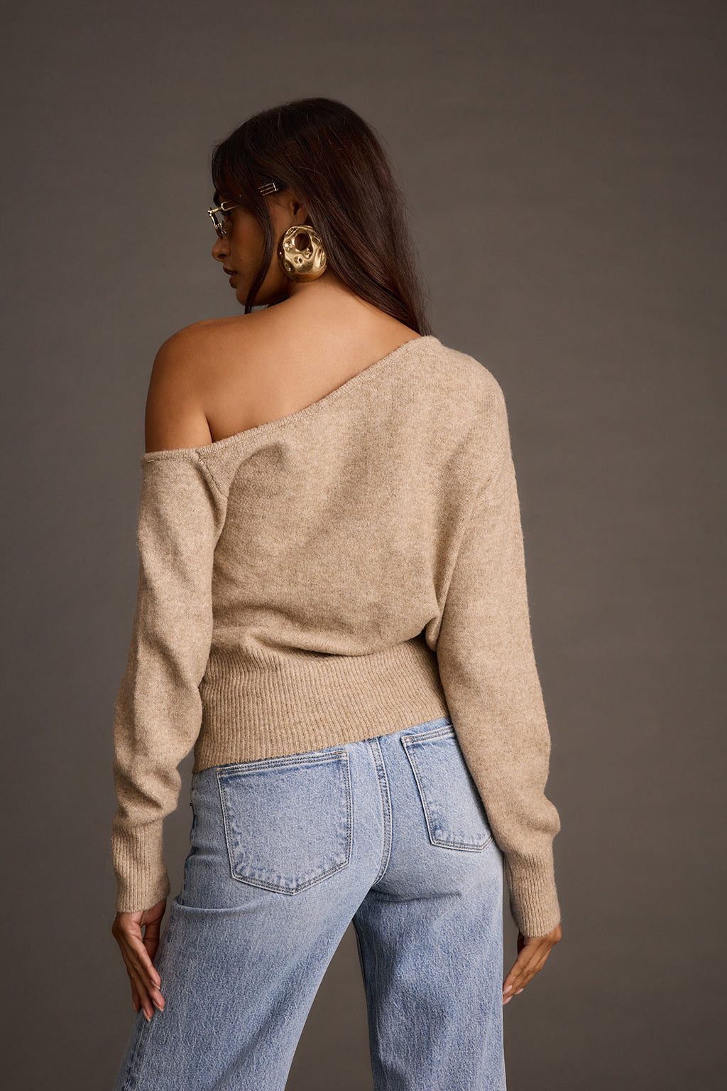 Margot Taupe Asymmetrical Sweater