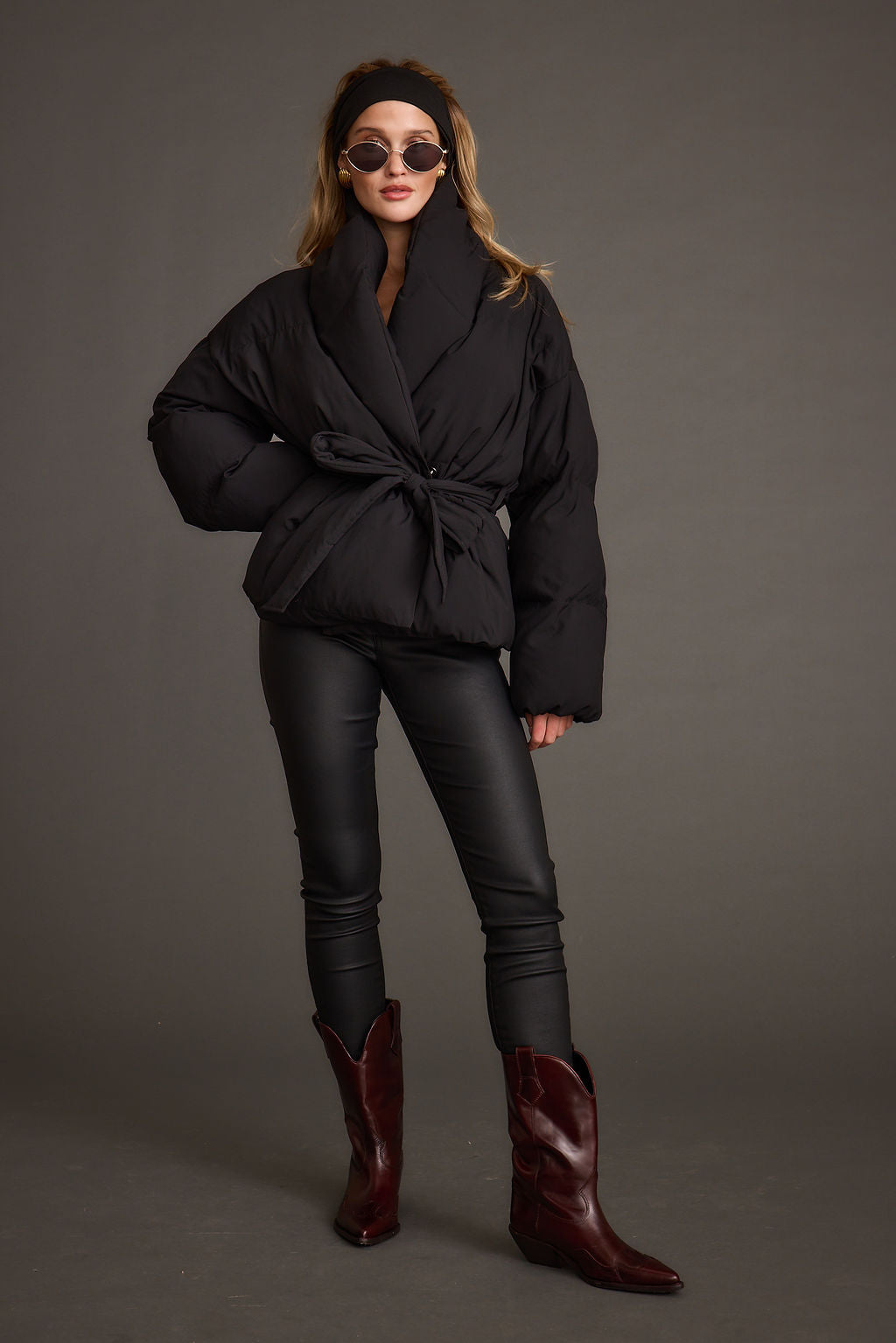 Maverick Black Belted Puffer Coat