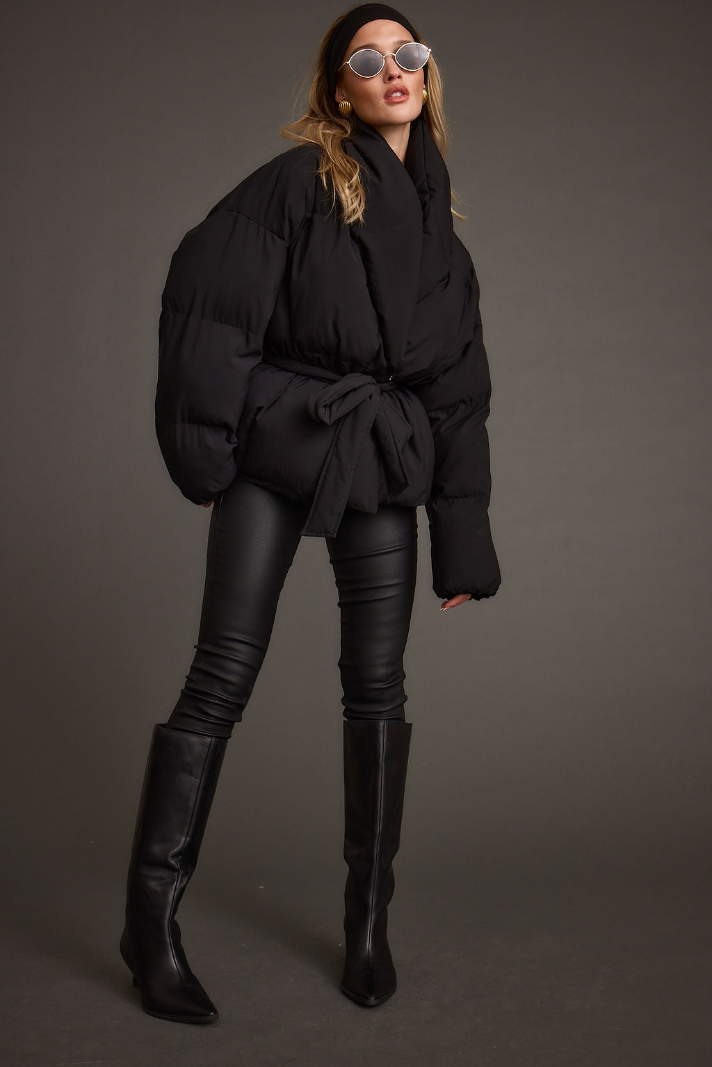 Maverick Black Belted Puffer Coat
