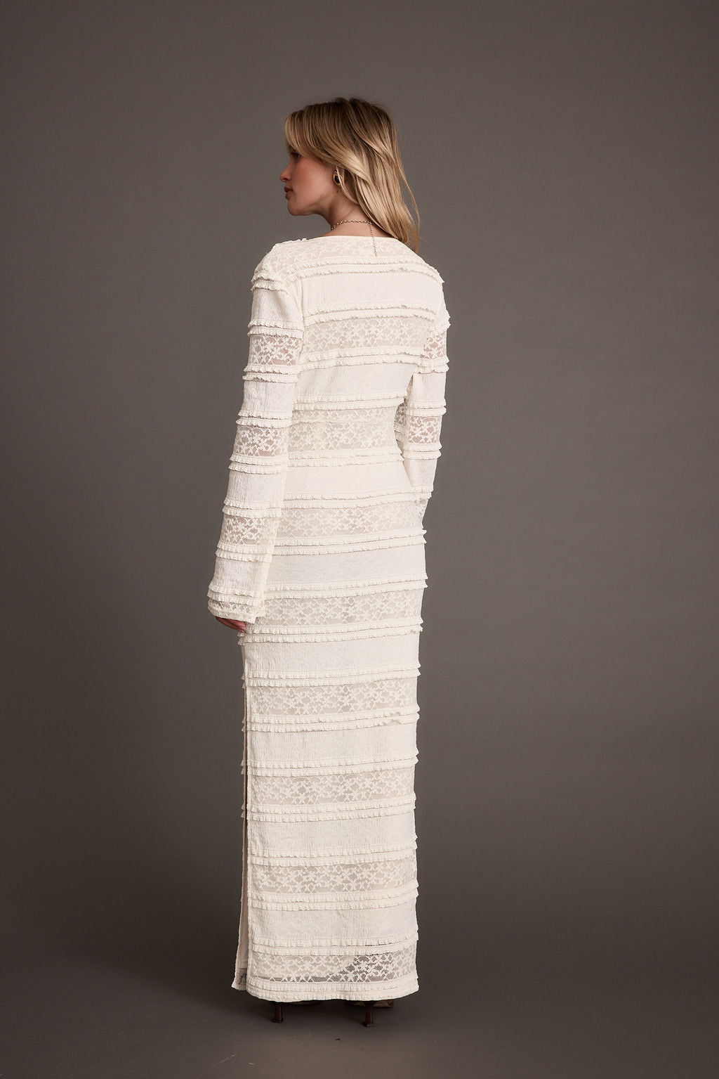 Melrose Ivory Long Sleeve Lace Maxi Dress