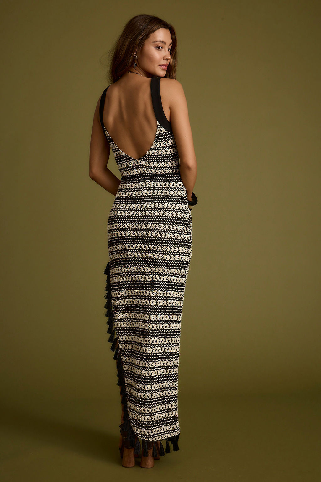 black and white crochet dress Never Fully Dressed Crochet Mix Emma Dress, Black/White