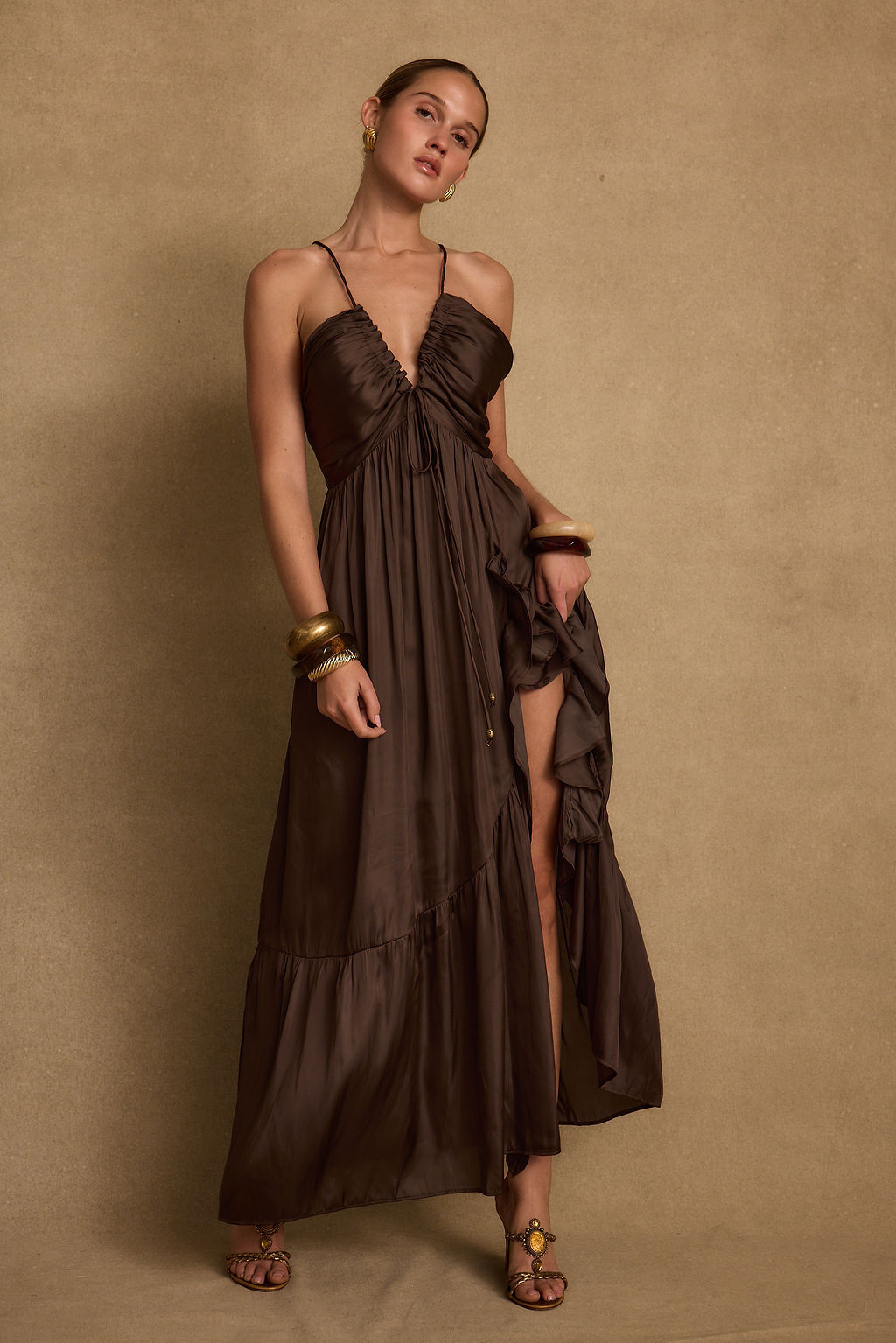 Mia Espresso Maxi Dress