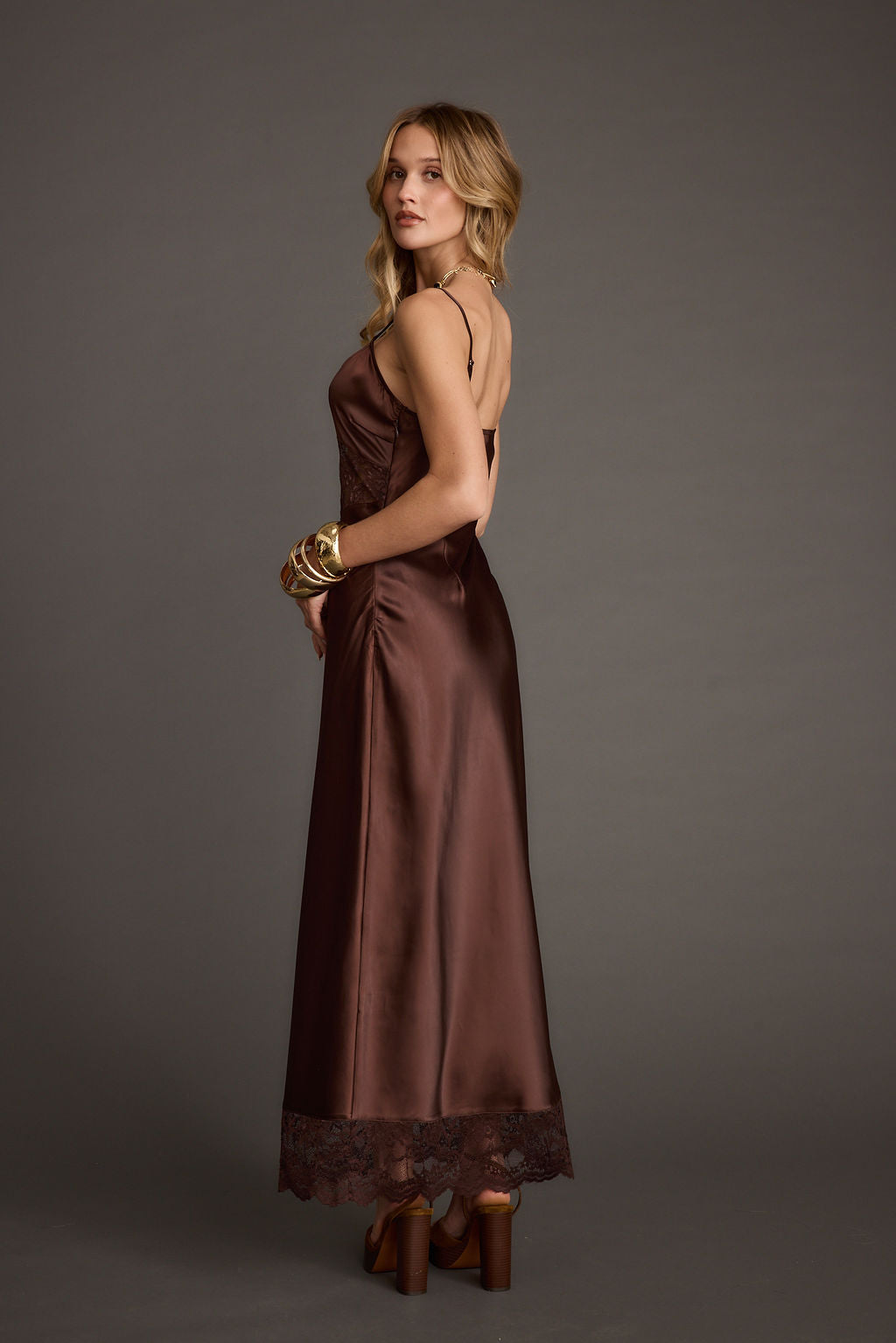 Milano Espresso Lace Inset Maxi Dress