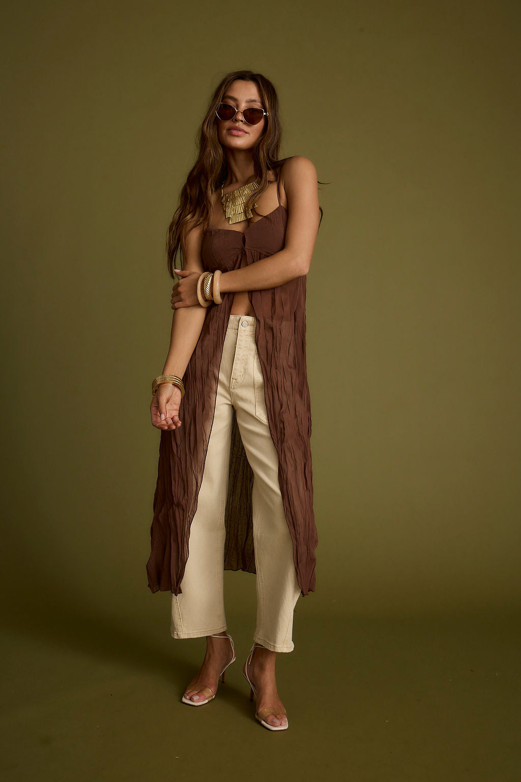 Mischa Brown Longline Cami Top