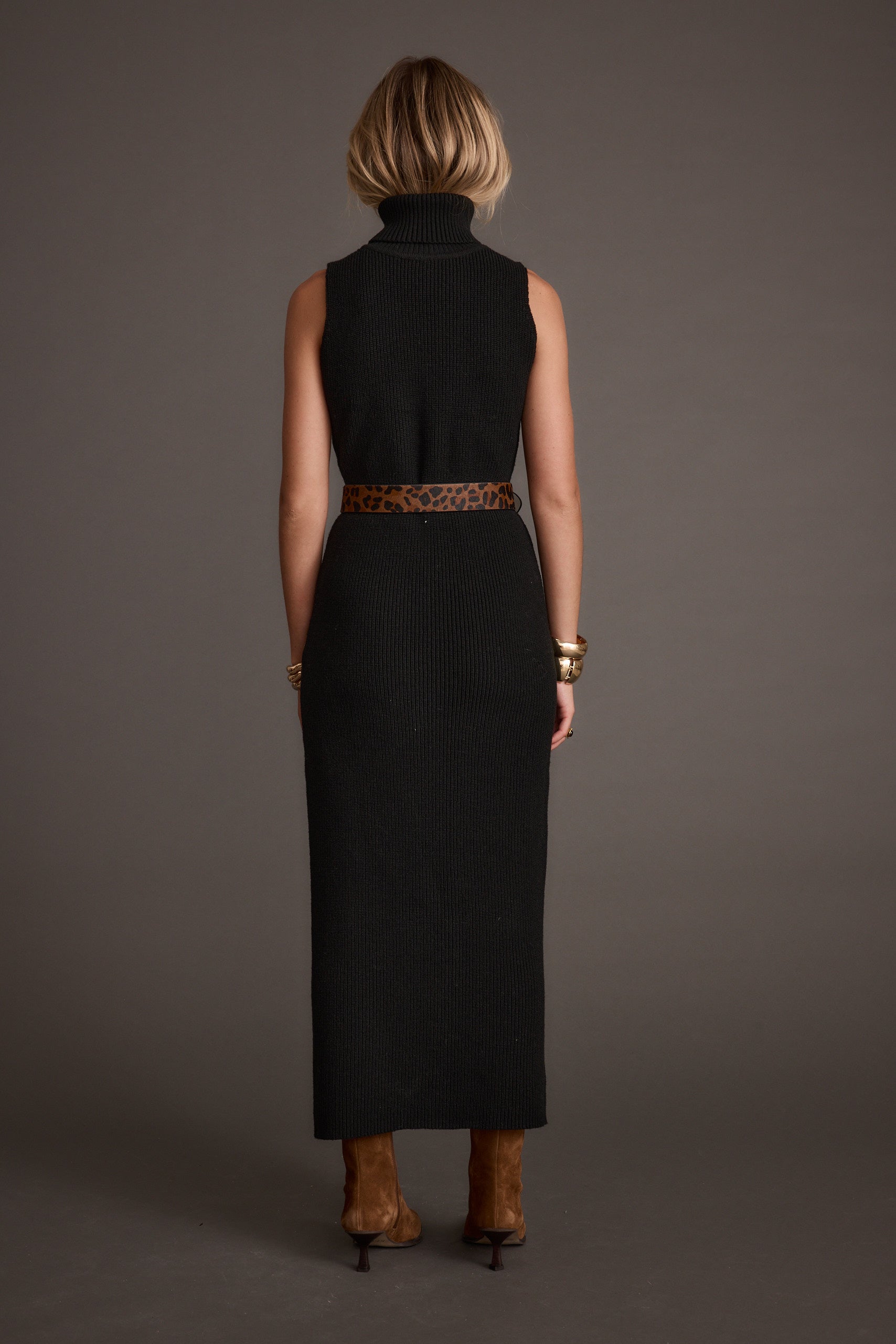 Monique Black Sleeveless Sweater Maxi Dress