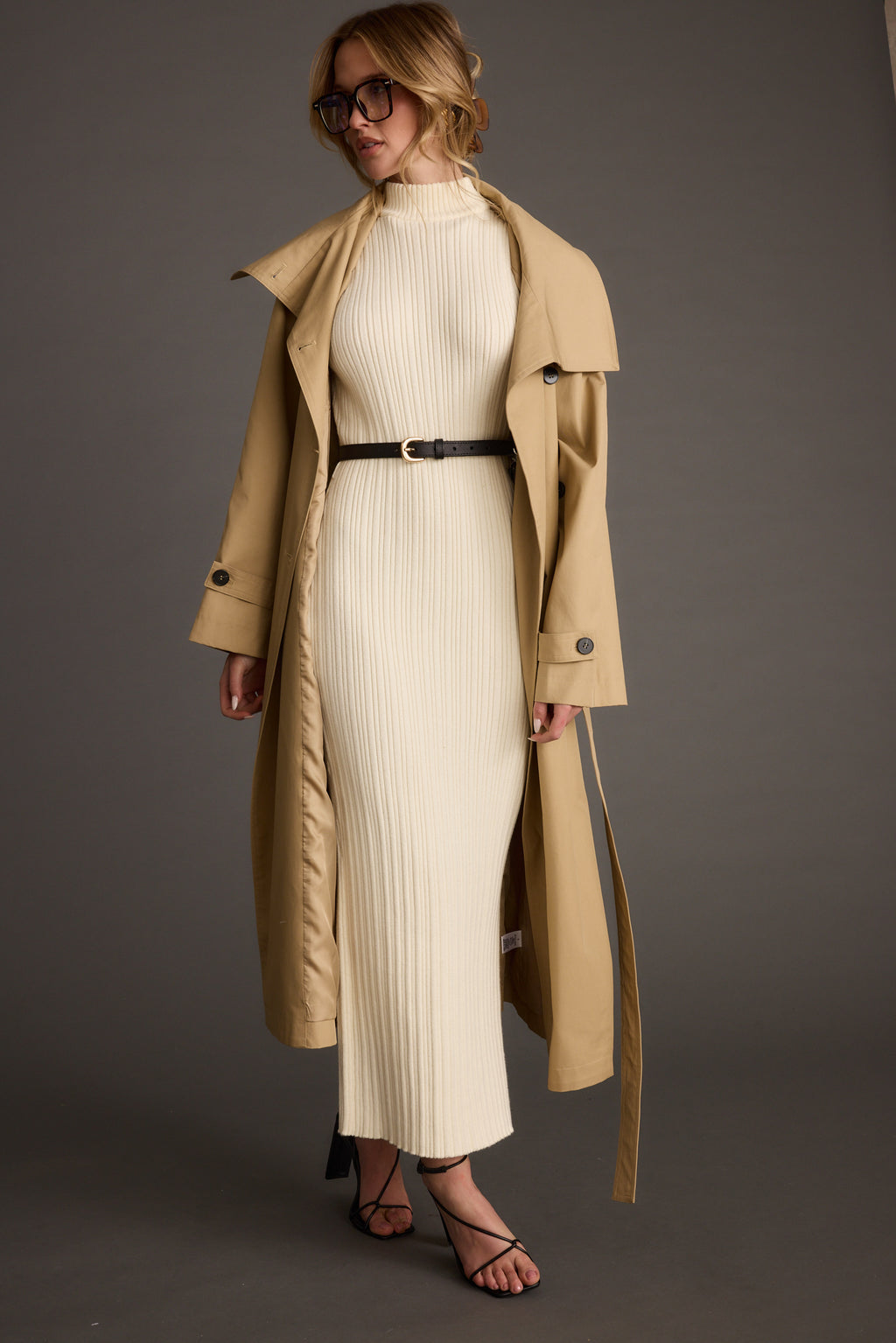 Ruth Cream Turtleneck Sleeveless Sweater i Dress - L Size - Women's Dresses - 12th Tribe Ruth Cream Turtleneck Sleeveless Sweater i Dress - L Size - Women's Dresses - 12th Tribe