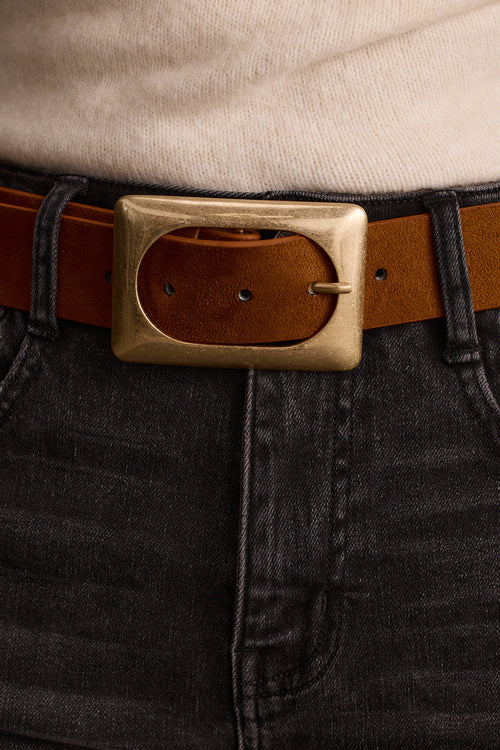 Mumford Cognac Vegan Suede Belt