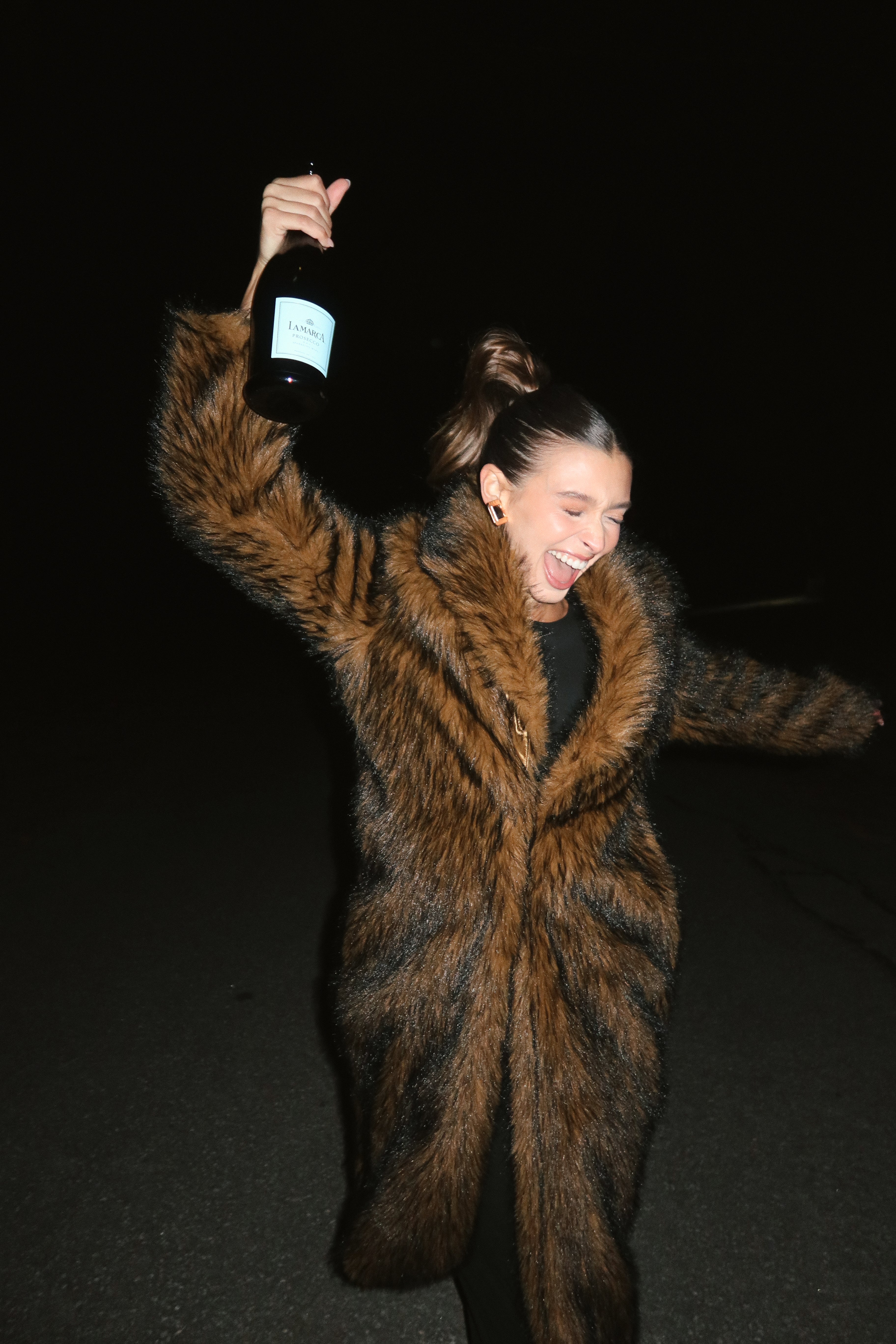 Manhattan Brown Faux Fur Coat