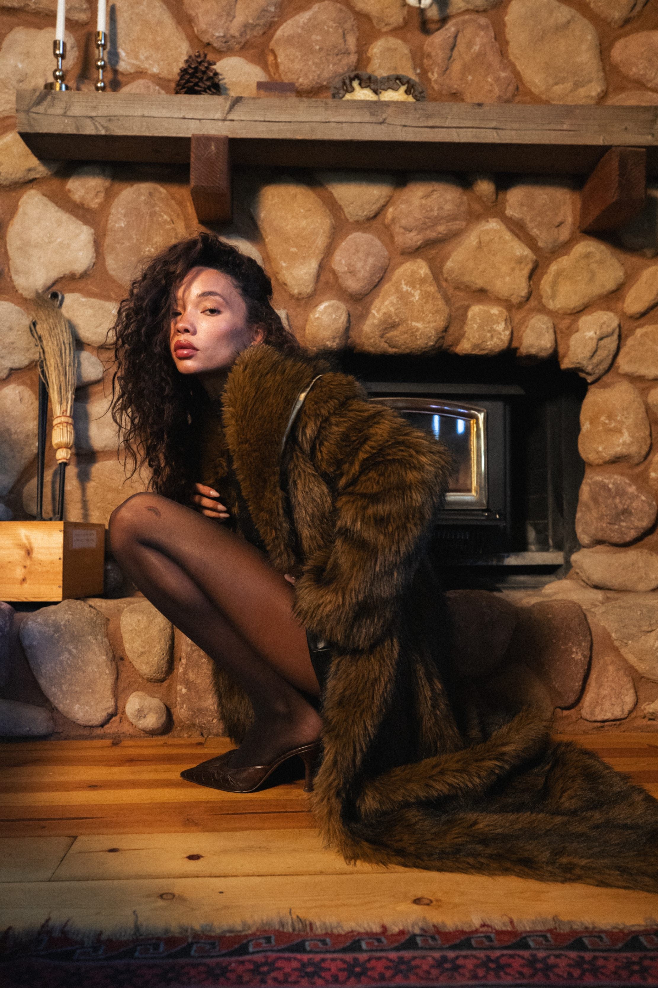 Manhattan Brown Faux Fur Coat