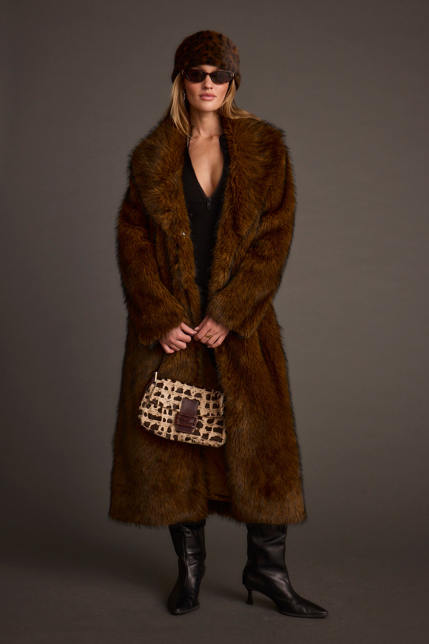 Manhattan Brown Faux Fur Coat