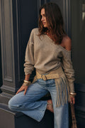 Margot Taupe Asymmetrical Sweater