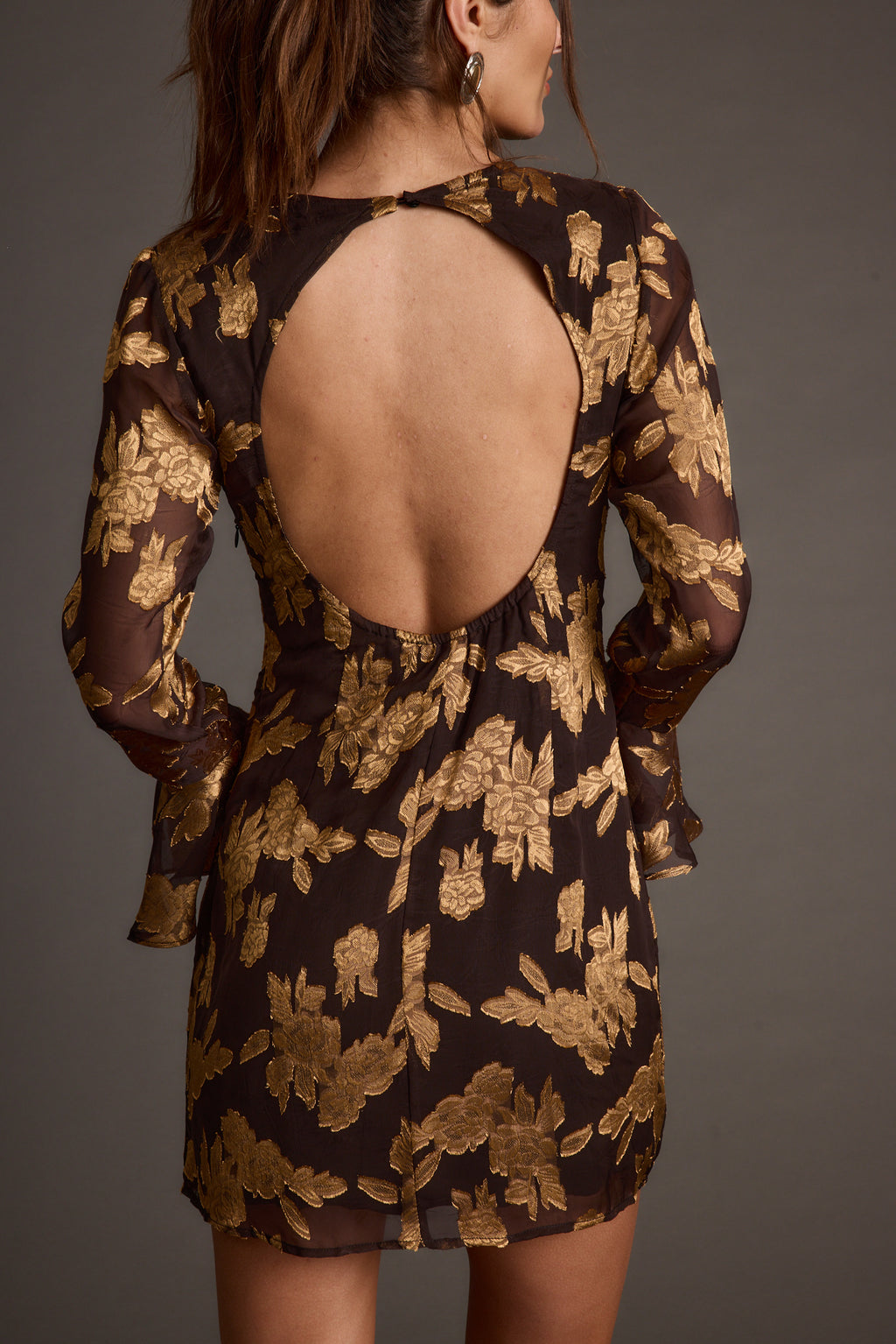 Marissa Gold and Black Floral Mini Dress - XS Size - Women's Dresses