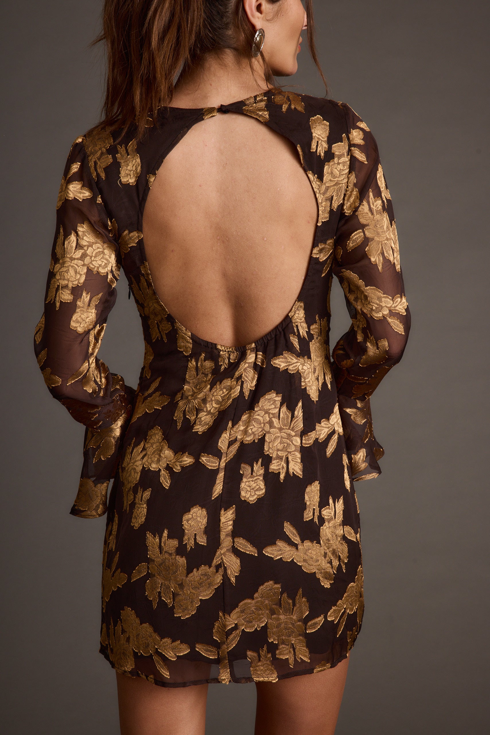 Marissa Gold and Black Floral Mini Dress