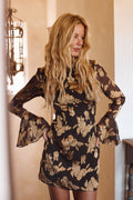 Marissa Gold and Black Floral Mini Dress