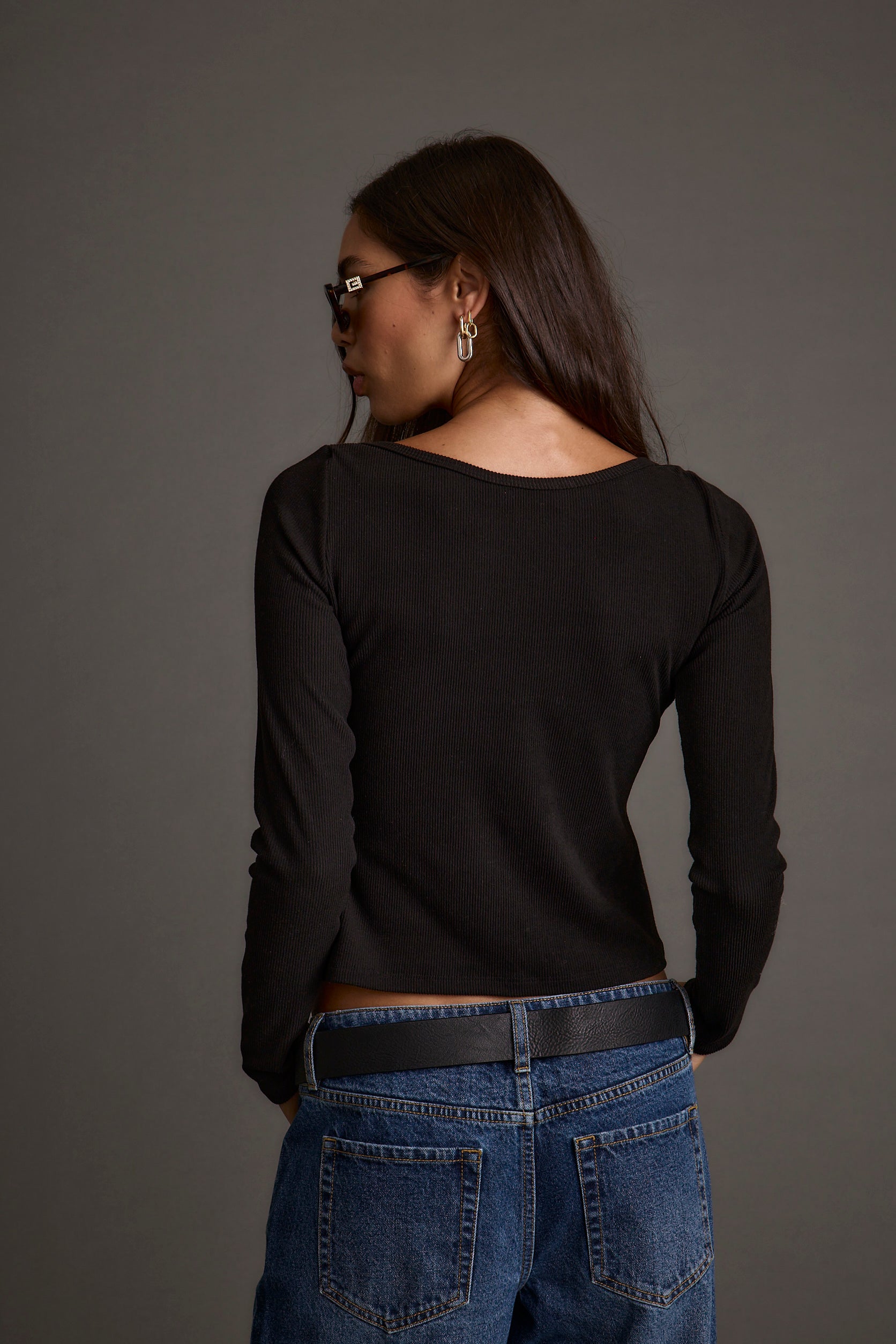 Matti Black Boat Neck Top