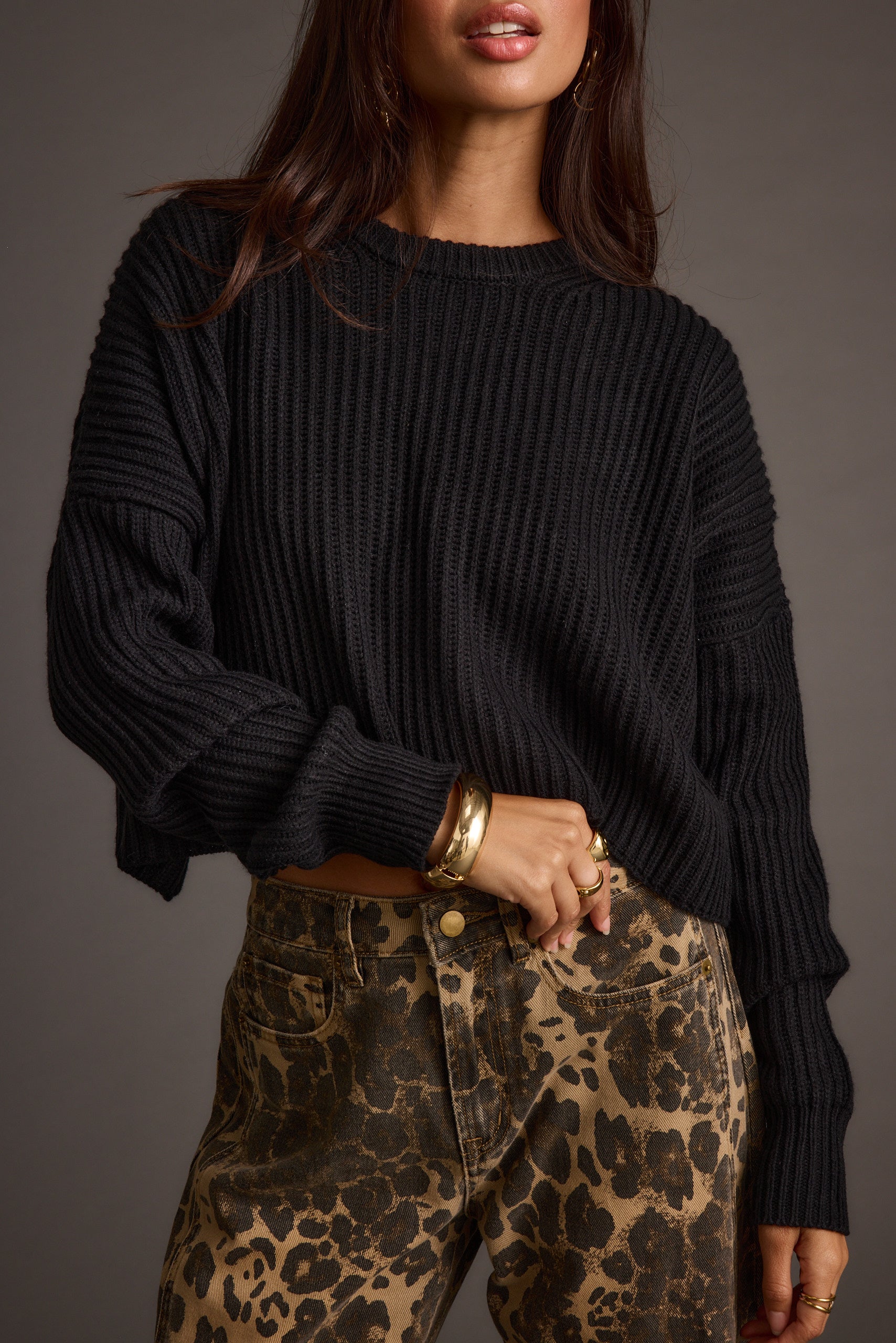 Maxine Black Cropped Sweater