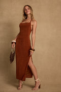 Midi dress with elegant accents, a western midi dress essential.