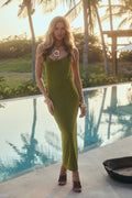 Melani Chartreuse Midi Dress