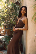 Mendoza Mocha Plunge Maxi Dress