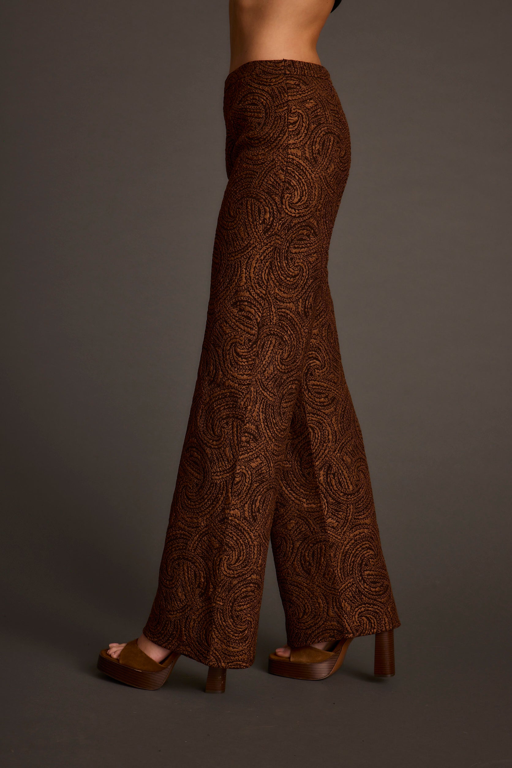 Milan Cognac Swirl Wide Leg Trouser