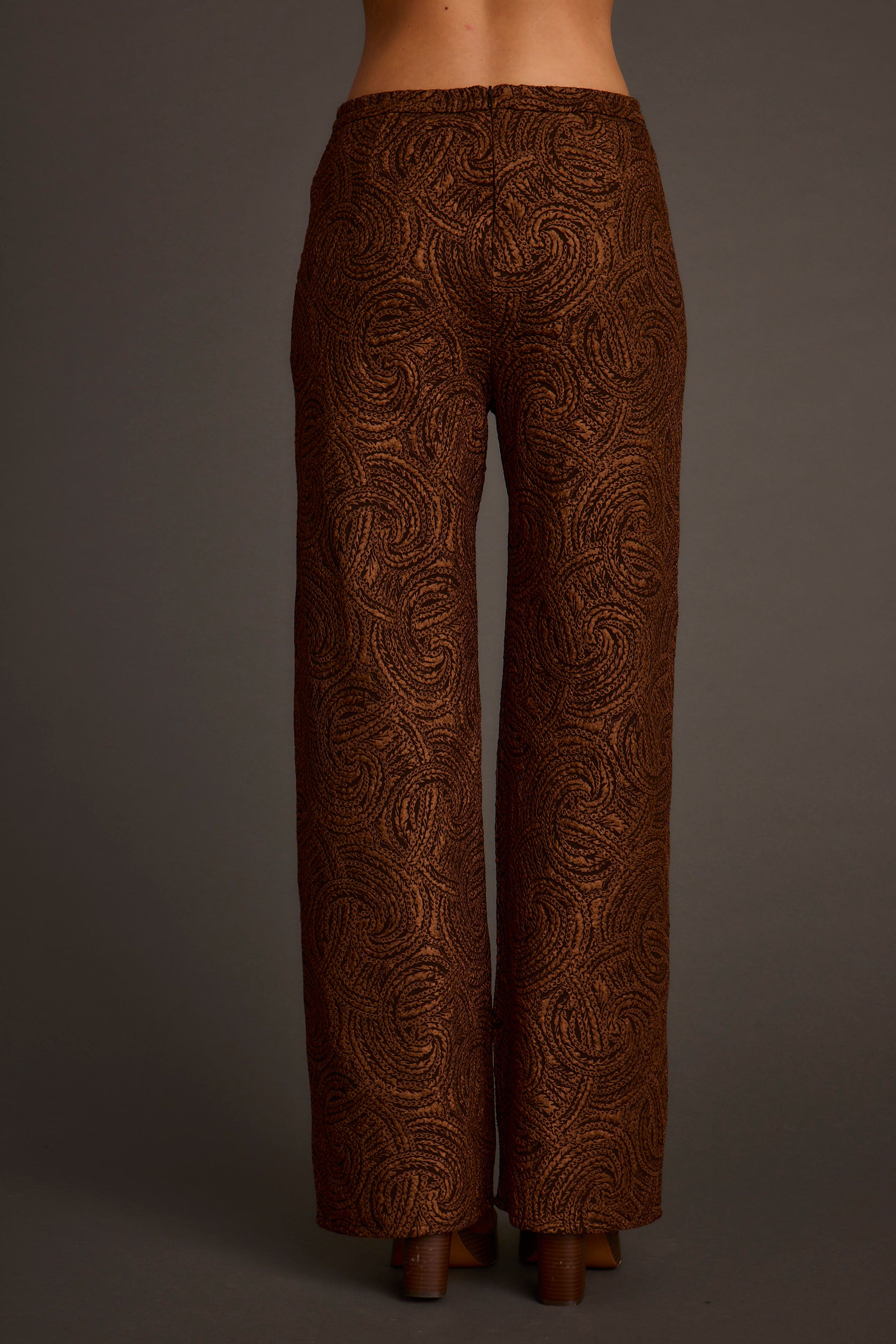 Milan Cognac Swirl Wide Leg Trouser