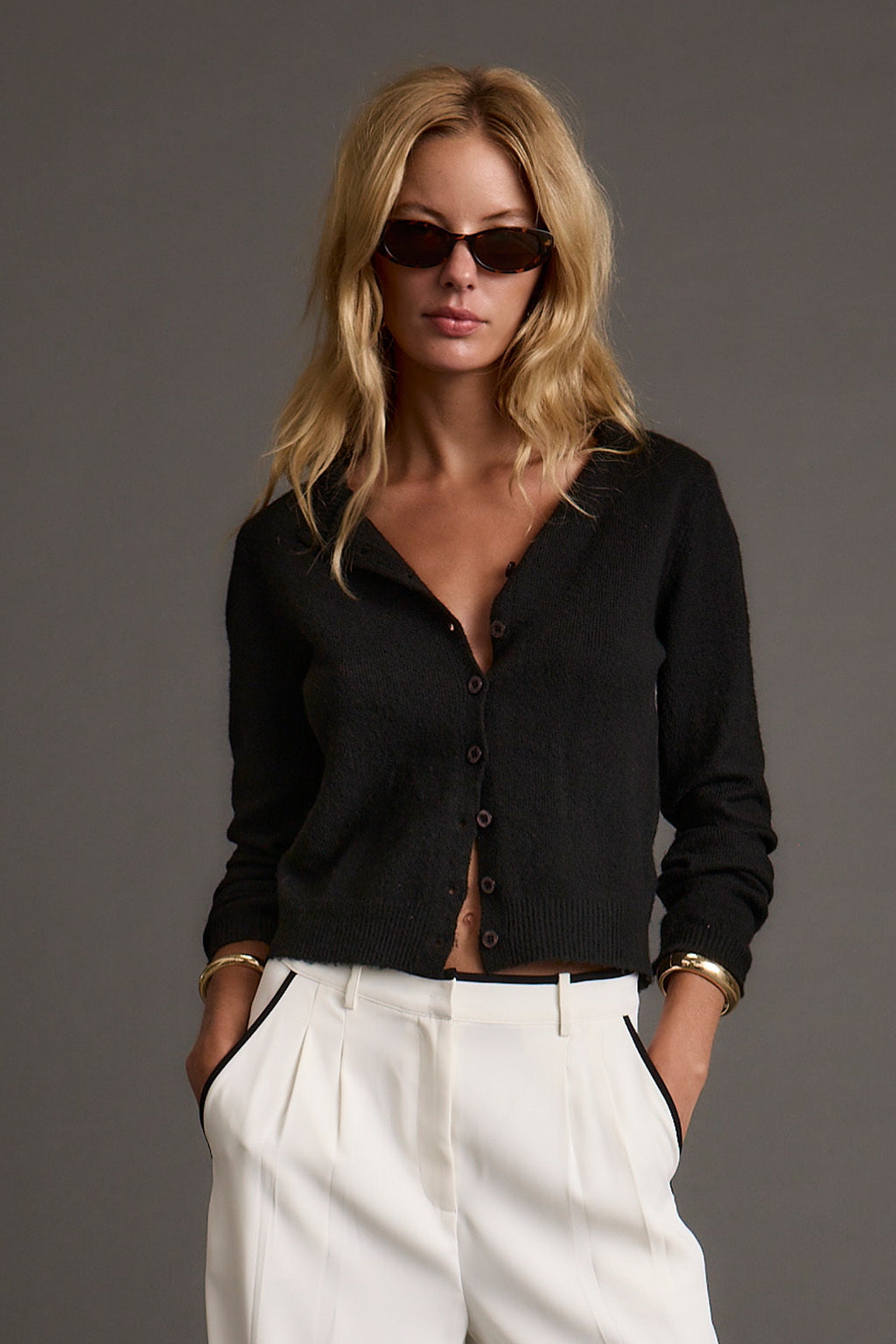 Mindy Black Crew Neck Cardigan