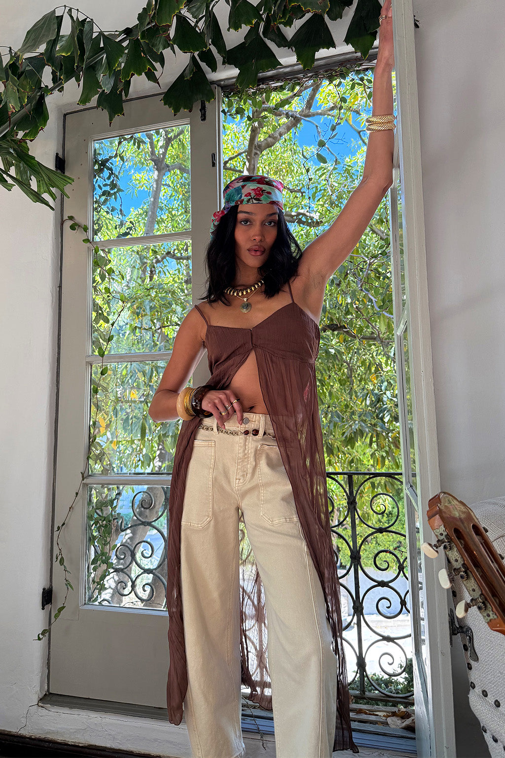 Mischa Brown Longline Cami Top