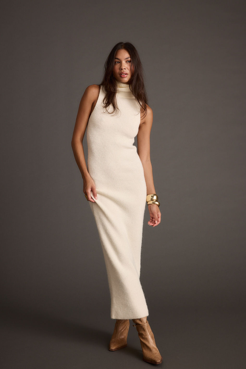 Monique Cream Sweater Maxi Dress