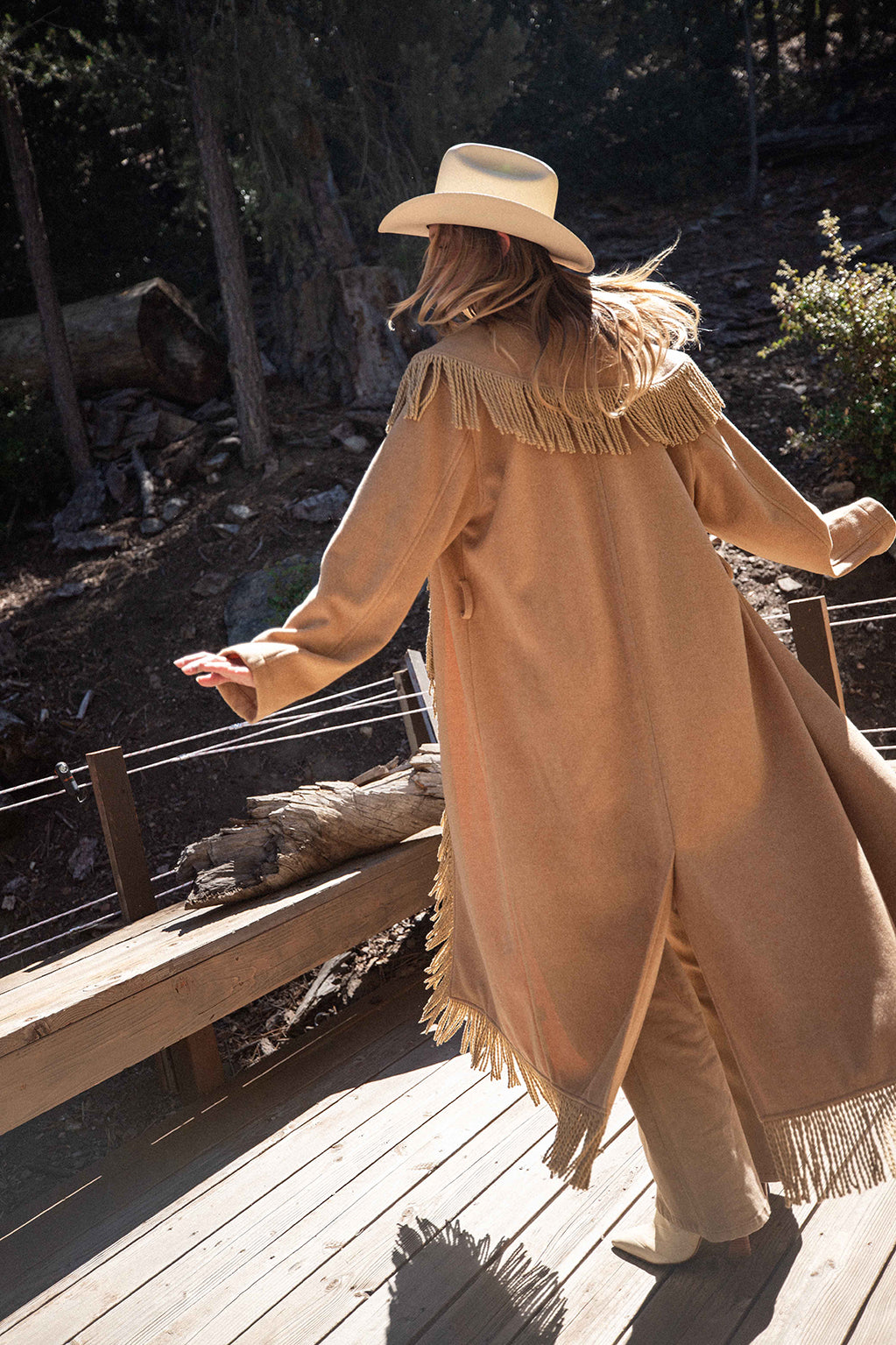 Montrose Camel Fringe Coat