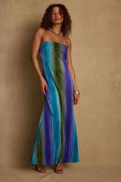Women's Striped Strapless Dress | 12th Tribe