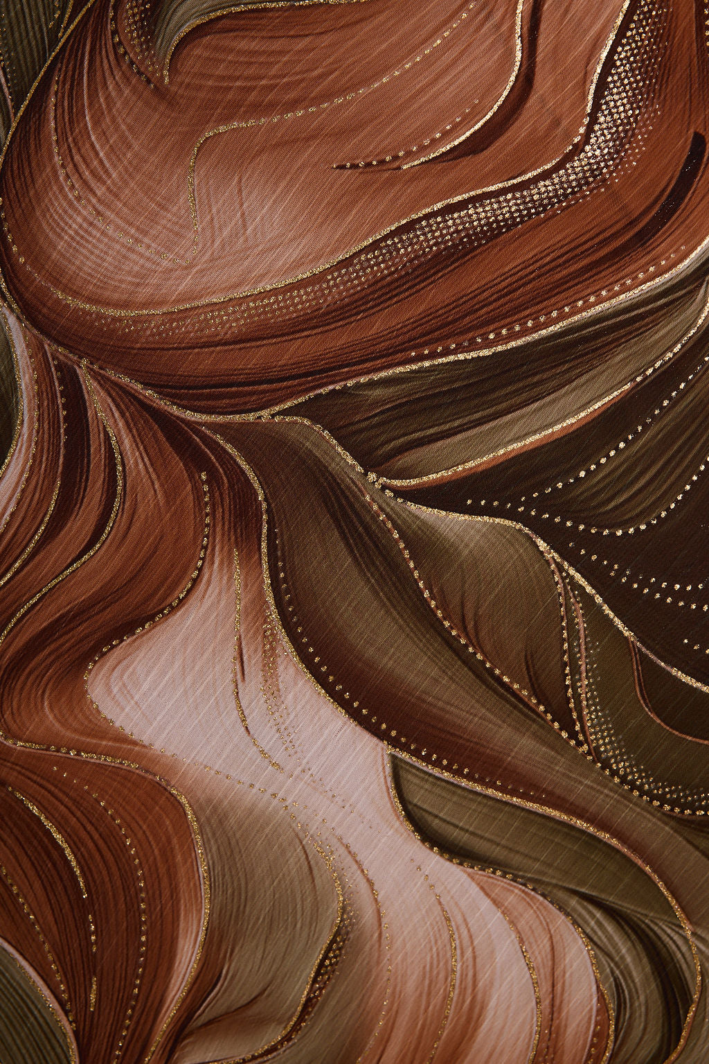 Natalia Olive and Rust Abstract Strapless Maxi Dress