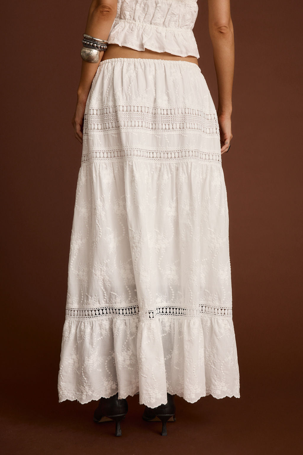 Nomad White Embroidered Maxi Skirt - M Size - Women's Skirts - 12th Tribe Nomad White Embroidered Maxi Skirt - M Size - Women's Skirts - 12th Tribe